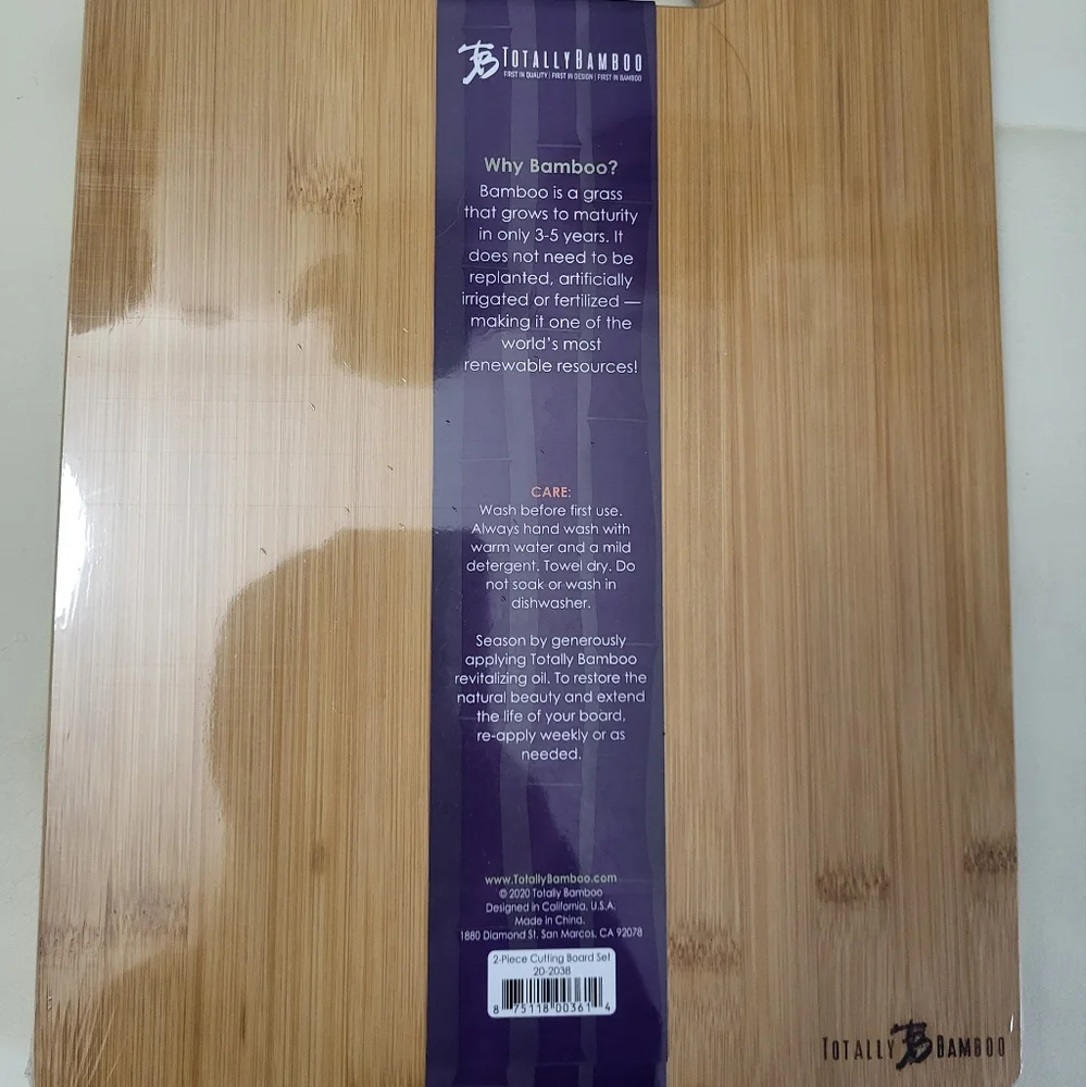 Totally Bamboo Natural Bamboo 2-Piece Cutting Board Set - Brown